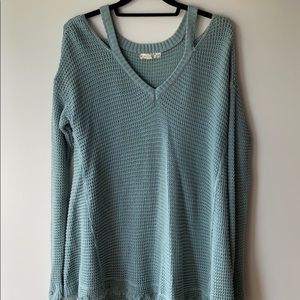High low teal sweater
